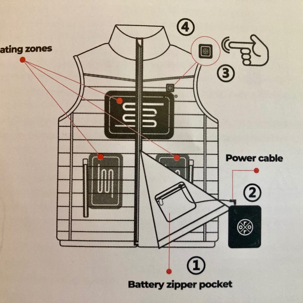 ORORO Women's 4-zone Heated Down Vest with 2 Batteries Size L NWT